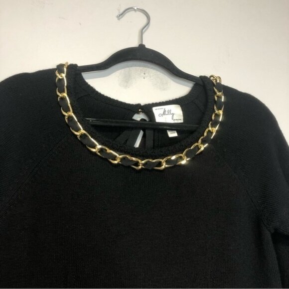 Milly Merino Wool Mini Sweater Dress Gold Chain Detail size S - Picture 2 of 7